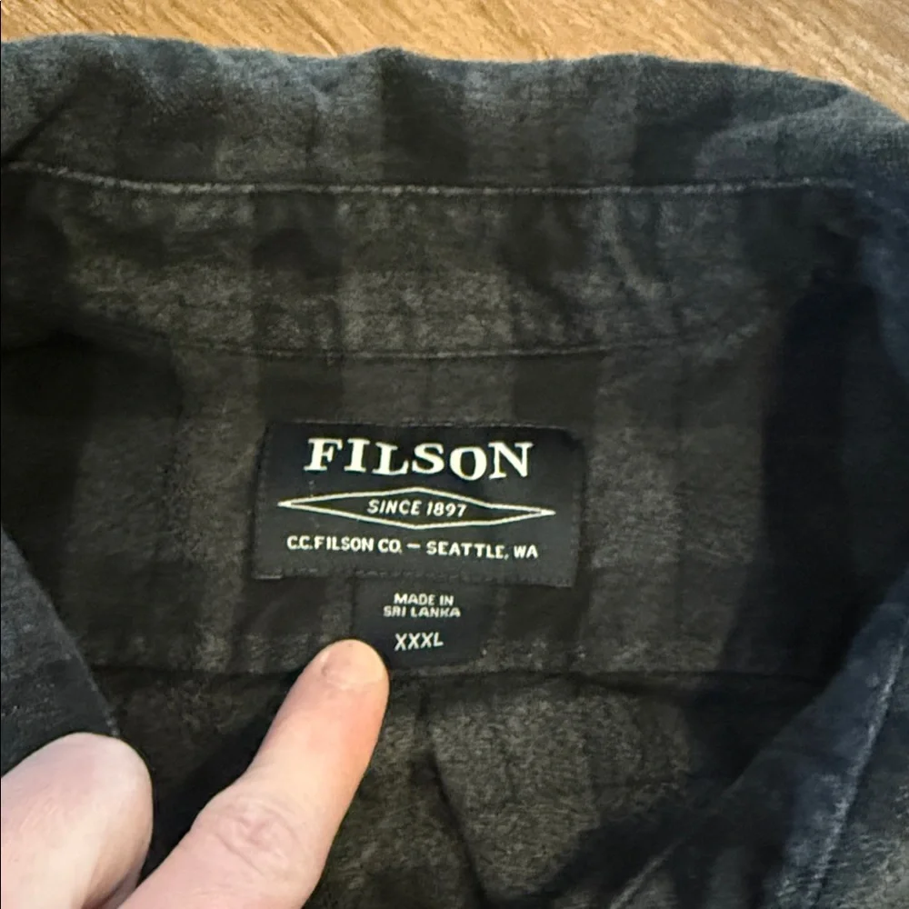 Filson Black and Grey Plaid Button-Down Shirt - Picture 2 of 2